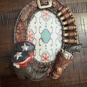 Western Cowboy Boot and Hat Picture Frame